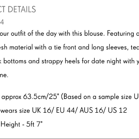 NWT PRETTY LITTLE THINGS BLACK SHEER POLKA DOT TOP. TIES IN FRONT. Size 16 - Picture 5 of 6